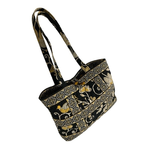 Vera Bradley Yellow Bird Tote Bag Retired Pattern Black Yellow Quilted Bag Purse - Picture 5 of 11